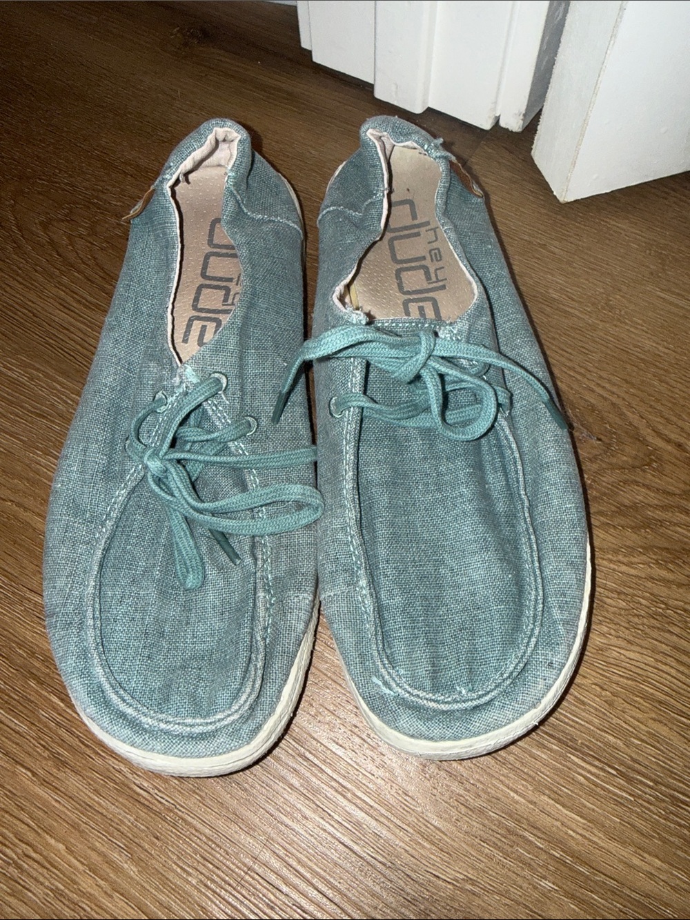 Hey Dude Teal Canvas Slip-On Loafers